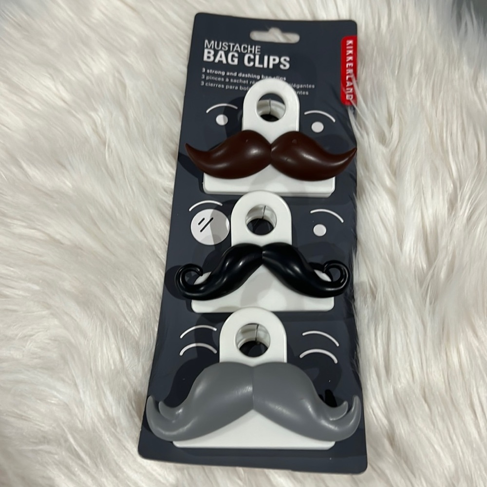 Brand new mustache bag clips